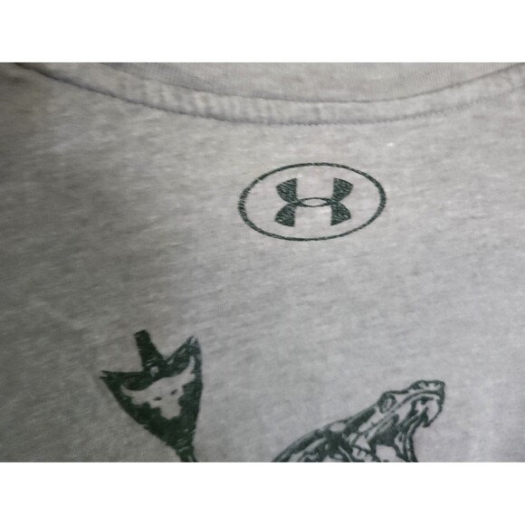 Under Armour Project Rock Tshirt Long Sleeve Gray w/ Green Snake Spellout Mens S - Picture 5 of 7